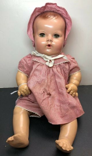 15” Vintage Antique Effanbee Doll Dydee Baby Adorable Rubber Body Sleep Eyes