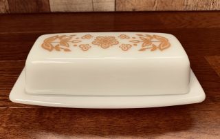 Vintage Pyrex Butterfly Gold Butter Dish With Lid