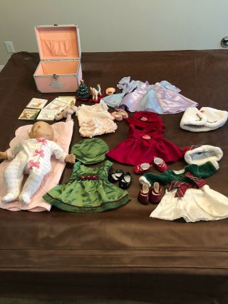 American Girl Bitty Baby,  5 Outfits,  Case,  Blanket,  And Books