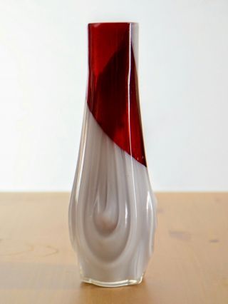 Kamei / Nasco Mid Century Red,  White Striped Bud Vase - Mij Japan Vintage