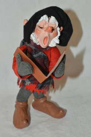 Vintage 1985 Simpich Character Elf Doll Willum Caroler Music Singer Handmade Vgc