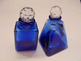 The & Recycle Glass Made In Spain - 2 Cobalt Blue Bottles