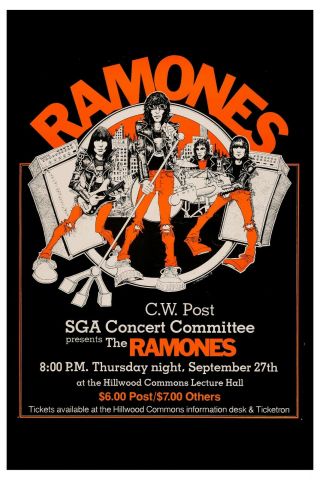The Ramones At Brookville York Concert Poster 1978 12x18
