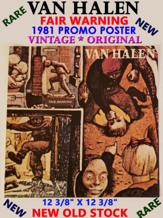 Van Halen Fair Warning Vintage 1981 Promo Poster Orig David Lee Roth Vrare