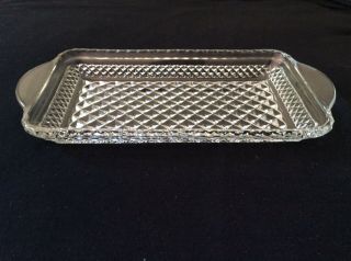 Vintage Hocking Clear Glass Rectangular Relish Tray Plate Dish Wexford Pattern