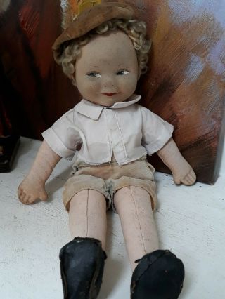 Vintage Cloth " Chad Valley " Boy Doll.  36cm