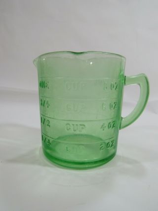 Vintage Green Depression Glass 3 Spout Measuring Cup 1 Cup (8 Oz)