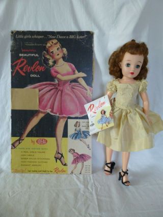 Ideal Vintage 1950s Miss Revlon 18 " Vinyl Fashion Doll W/original Tagged Dress