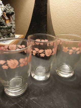 Vintage Pyrex Pink Gooseberry 2 Ounce Juice Cup Tumbler Glasses Set Of 3
