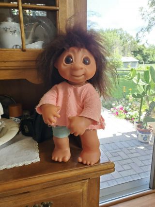 Vintage 1979 Dam Troll Doll 17 " Cute Collectible Made In Denmark