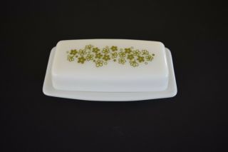 Pyrex Rectangle Butter Dish W/ Lid Crazy Daisy/spring Blossom Green/white