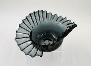 Vintage Blenko Hand Blown Glass Mcm Bowl - 5428 - Charcoal
