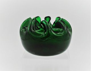 Vintage Blenko Hand Blown Glass MCM Vase - 947S - Emerald 2