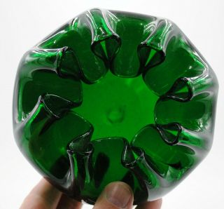 Vintage Blenko Hand Blown Glass MCM Vase - 947S - Emerald 3