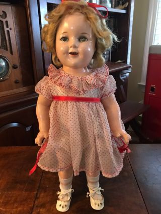 Vintage 1930s Ideal 18” Shirley Temple Doll W/original Dress