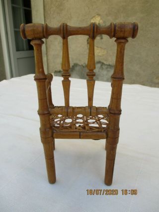 ANTIQUE FRENCH ART DECO DOLL HOUSE MINIATURE WOOD ARMCHAIR STYLE BAMBOO FOR DOLL 3
