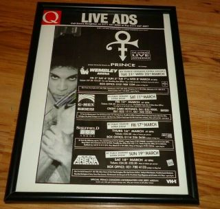 Prince 1995 Uk Tour Framed Press Release Promo Poster