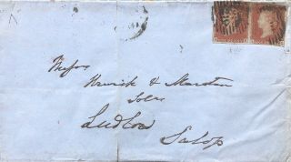 Gb Qv 1853 Wrapper Penny Red Imperf Pair ‘ak - Al’ To Luton Dated 10th May 1853.