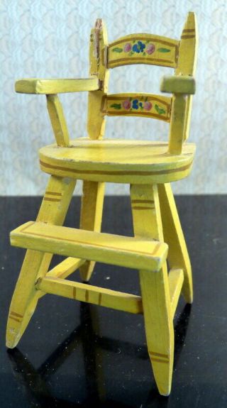 Rare Vintage Tynietoy Painted High Chair 1:12 Dollhouse Miniature