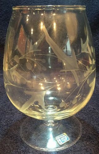Vintage Sickles Hand Cut Large Clear Glass Brandy Snifter Bellaire Ohio Usa.