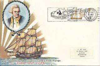Gb 1968 1/9d Captain Cook With Captain Cook Whitby Slogan Cancel On Fdc