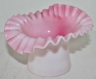 Vtg Fenton Pink Cased Glass Vase Hat - 4.  5 " Tall X 6 " Across