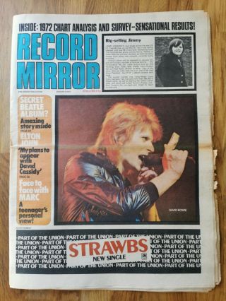 Record Mirror Newspaper January 13th 1973 David Bowie Cover
