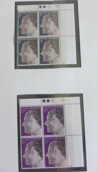 Gb Stamps 1972 Royal Silver Wedding,  Traffic Light Blocks Of 4,  Sg 916/917 Mnh
