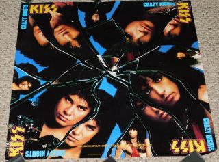 Kiss Band Crazy Nights Album Promo Poster 1987 Usa Gene Simmons Carr Paul Bruce
