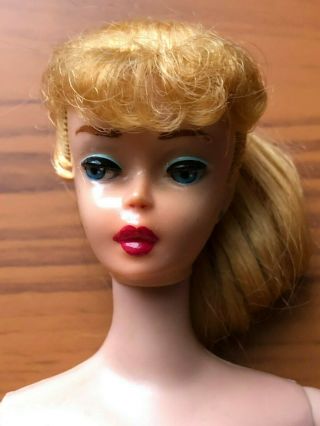 Vintage Blond Ponytail Nude Barbie 5 With Pretty Blond Hair And Red Nail Polish