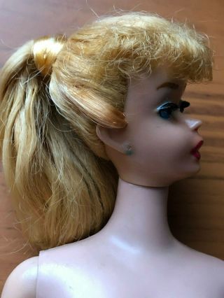 Vintage Blond Ponytail nude Barbie 5 with pretty blond hair and red nail polish 2