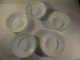 Set Of 5 Corelle Pastel Bouquet Soup Cereal Bowls White With Green Blue Stripes