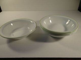 Set of 5 Corelle Pastel Bouquet Soup Cereal Bowls White with Green Blue Stripes 2