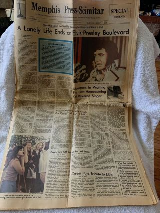 Elvis Presley Death Newspaper Memphis Press - Scimitar