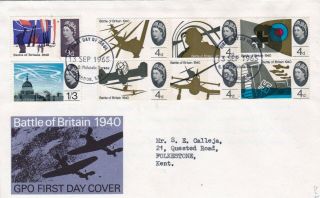 13/9/1965 Uk Gb Fdc - Battle Of Britain - Night Flying - Philatelic Bureau Phosp