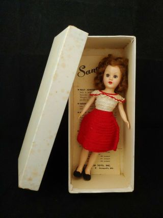 Vintage 1950s 8 " Richwood Sandra Sue Doll Auburn Hair Box Panties Shoes
