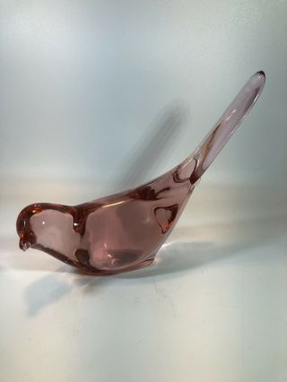 Vintage Fenton Pink To Clear Art Glass Bird Of Happiness