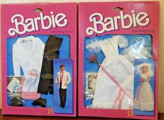 Barbie & Ken Wedding Bride Dress & Groom Tuxedo 1984 Mattel Vintage,