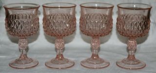 Set Of (4) Vintage Pink Glass Footed Wine / Water Goblets Mosser?