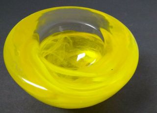 Kosta Boda Scandinavian Art Glass Yellow Swirl Glass Votive Tea Light Holder