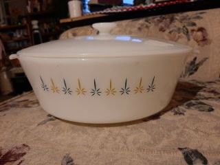 Vintage Fire King Round Covered Casserole Dish With Lid Candle Glow 3 Qt 439