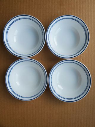 Corelle Vitrelle Classic Cafe Blue Soup Cereal Bowl Set Of 4 White Blue Stripes