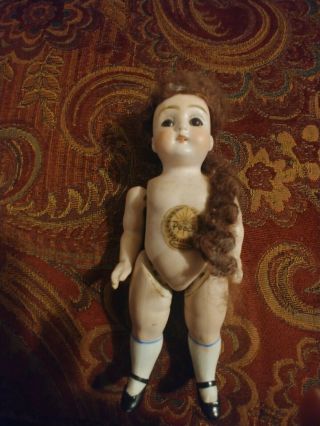 Rare Antique German Doll.  7 3/4 " Peach " 18.