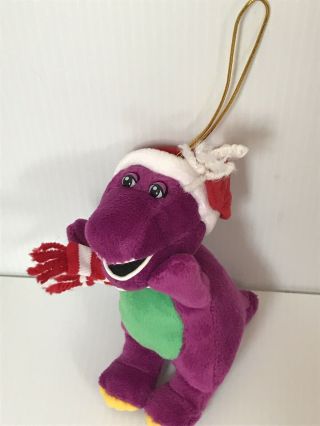 6” Barney Dinosaur Christmas Santa Hat Scarf Plush Ornament Lyons Decoratio