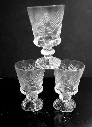 Vintage Set Of 3 Indiana Tiara Glass Crystal Ponderosa Pine 6 " Water Goblets