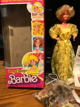 Rare 1978 Vintage Pretty Changes Barbie Doll,  3 Wigs,  2 Hats 2598