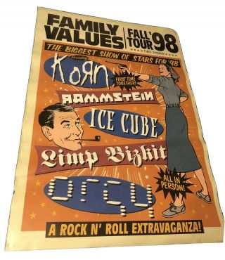 Family Values 1998 Korn,  Rammstein,  Limp Bizkit Ice Cube 2 - Sided Poster 24x36