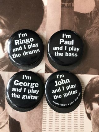 BEATLES Pins Official Promo Set of 4 Buttons 