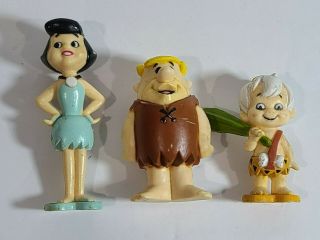 1992 The Flintstones 3 " Barney Betty Bamm - Bamm Rubble Family Figure Set H - Bpi