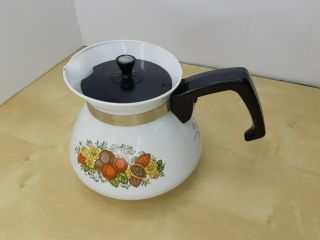 Vintage Corning Ware 6 Cup P - 104 - 8 Floral Fruit Spice Of Life Teapot W/ Lid